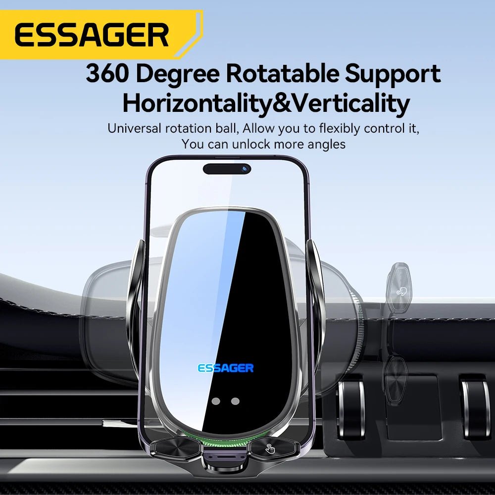 Essager Qi 15W Wireless Charger Car Phone Holder Air Vent Mount - 