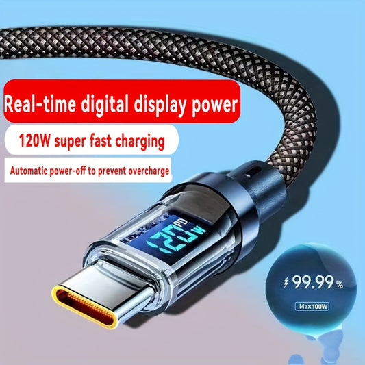 120W Super Fast Charging Cable Real-time Display