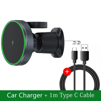 Magnetic Wireless Car Charger Mount Fast Charging Station for iPhone 16 15 14 13 12 Pro Max - 