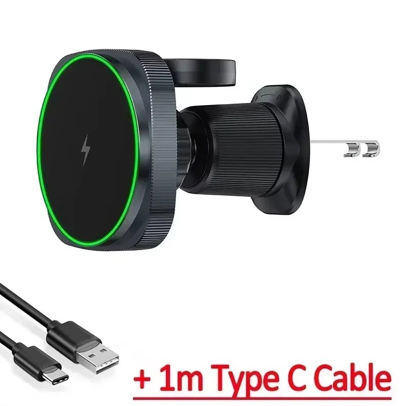 Magnetic Wireless Car Charger Mount Fast Charging Station for iPhone 16 15 14 13 12 Pro Max - 