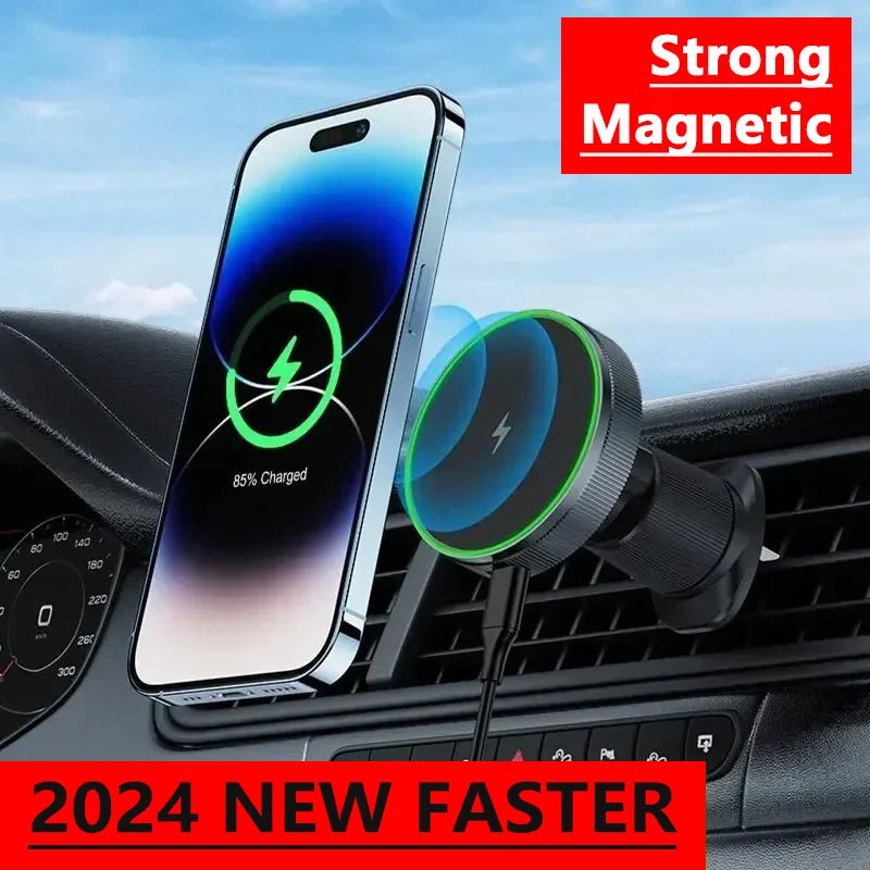 Magnetic Wireless Car Charger Mount Fast Charging Station for iPhone 16 15 14 13 12 Pro Max - 