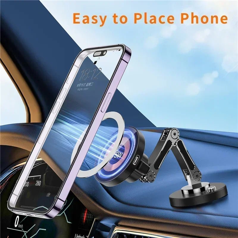 Magnetic Wireless Charger Car Phone Holder 15W Fast Charge - 