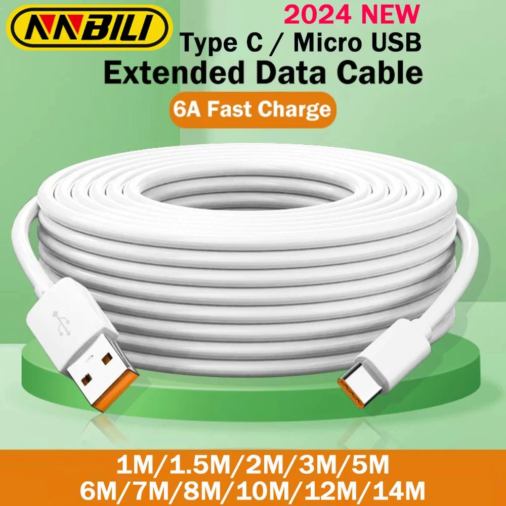 NNBILI 2024 New 6A Extra Long Micro Type C USB Cable - 