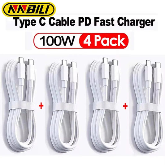 NNBILI 3 - 4Pcs 100W USB Type C To USB C Cable Fast Charge - 