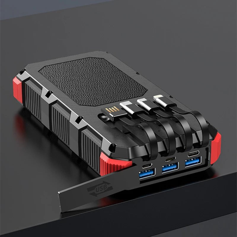 Solar Power Bank 36800mAh with Cable Qi Wireless Charger - 