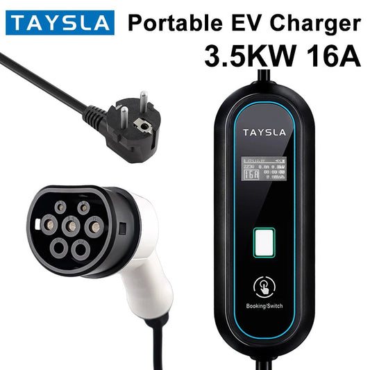 TAYSLA Electric Car Charger 3.5kW 16A Type 2 Portable EV - 
