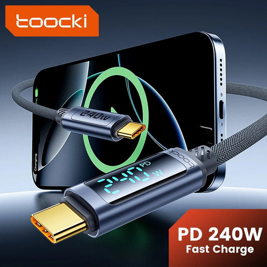 Toocki 240W USB C To USB Type C Display Cable PD3.1 Fast Charge - 