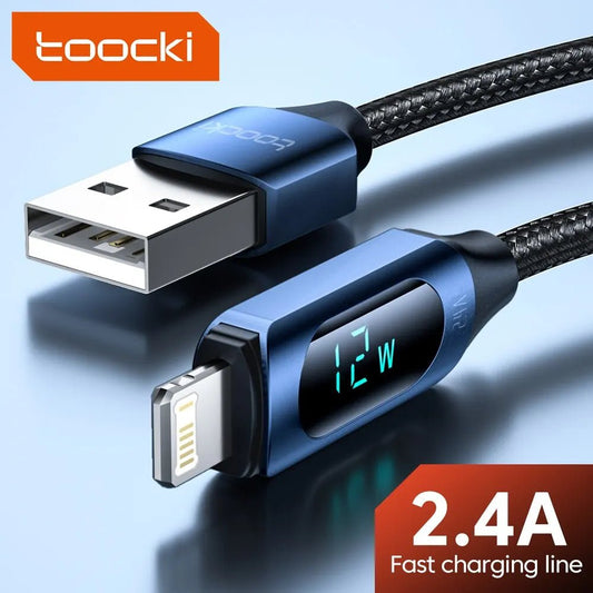 Toocki LED Display USB Cable For iPhone 14 13 12 11 Pro Max 2m - 