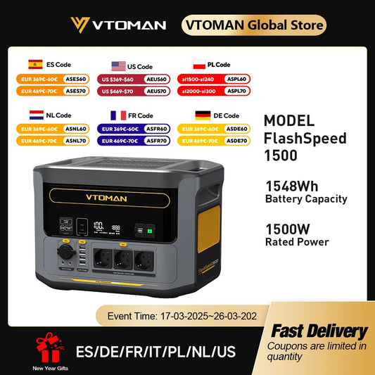 VTOMAN FlashSpeed 1500 Portable Power Station 1548Wh - 