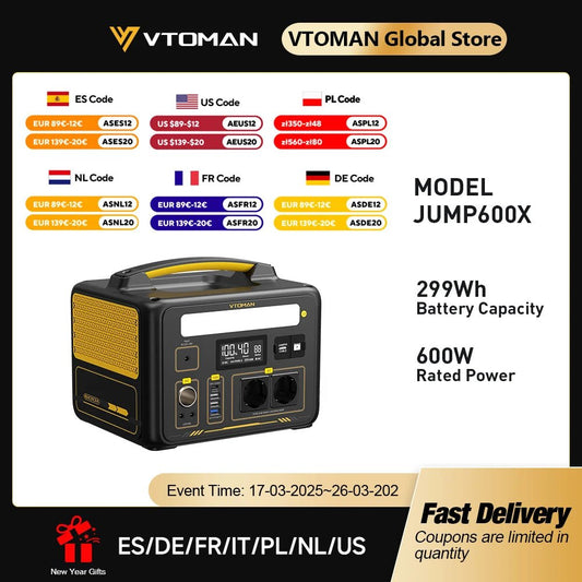 VTOMAN JUMP 600X Portable Power Station 299Wh Solar Generator - 