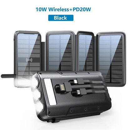Waterproof Solar Power Bank 43800mAh Fast Wireless Charger - 