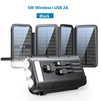 Waterproof Solar Power Bank 43800mAh Fast Wireless Charger - 